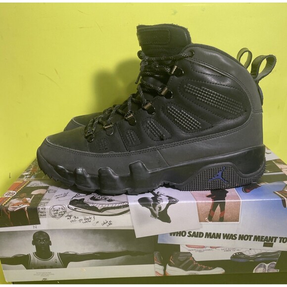 Nike Air Jordan IX Boot Retro Charcoal Black Concord OG AR4491–001 NRG Sz 8.5/10 - Picture 2 of 7